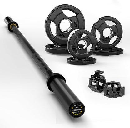 LIONSCOOL Premium 4ft/4.9ft/6ft Barbell for Strength Training and Olympic Weightlifting, 2 Inch Bar