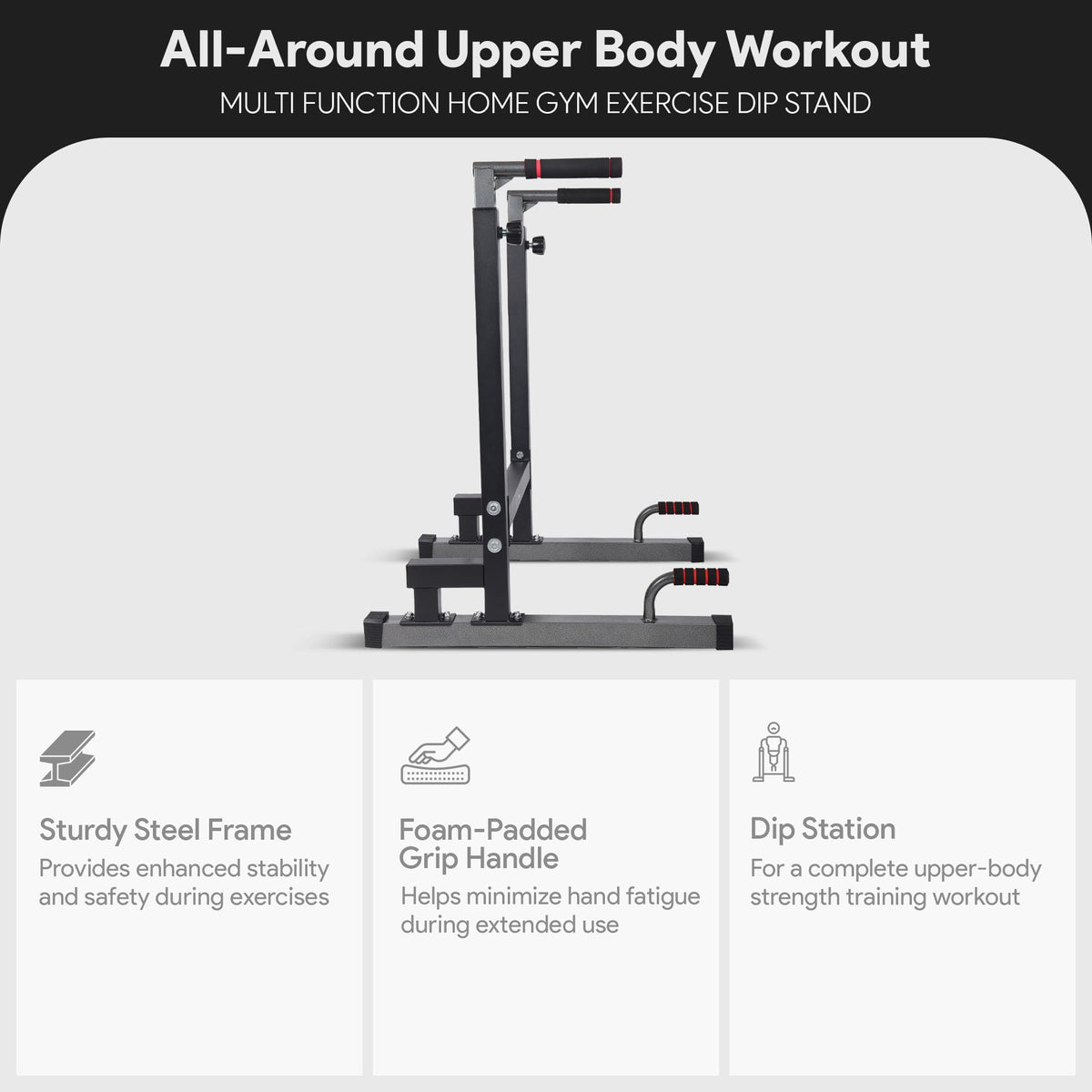 BalanceFrom Steel Frame Dip Station with Adjustable Height, 500 lb Capacity