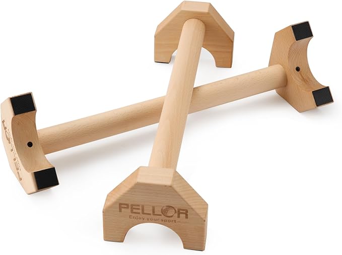 Pushup Stands - Wooden Push Up Bars Gym Gear Equipment with Anti-Slid Mat Workout Solid Exercise