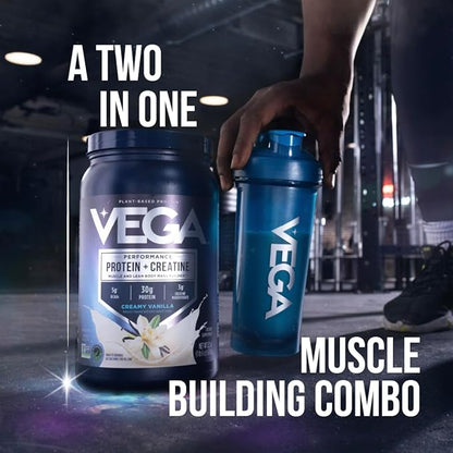Vega Protein + Creatine - 30g Plant-Based Protein, Chocolate, 20 Servings, 3g Creatine, 5g BCAAs