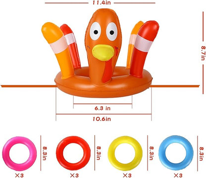 MorTime Thanksgiving 3 Pack Inflatable Turkey Hat Ring Toss Game, Party Game Toss Game Hat for