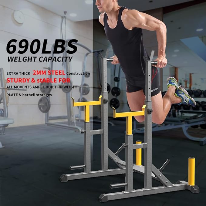 K KiNGKANG Adjustable Squat Rack,Multi-Function Barbell Rack for Weight Lifting and Home Gym