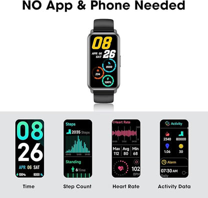 Long Battery Pedometer Watch 14 Days Battery Life, Slim Design No App/Phone Required Fitness