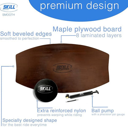 The Skill Board - Wooden Balance Board for Adults - Wobble Board for All Sports, Gym, Standing