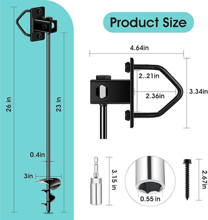 26" Ground Anchors Screw-in Payivsve, Multi-Purpose Trampoline Stakes Heavy Duty, 3" Wider Spiral