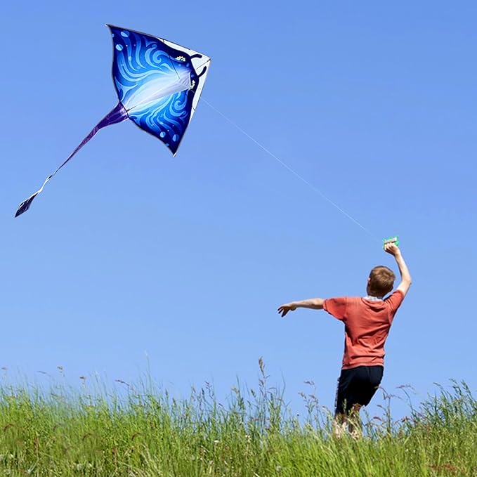 Mint's Colorful Life Devil Fish Kite for Kids and Adults，Easy to Fly Delta Kites Single Line Large