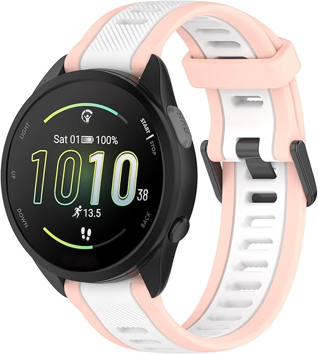 Compatible with Garmin Forerunner 165 Watch Band, 20mm Width Silicone Replacement Bands for Garmin
