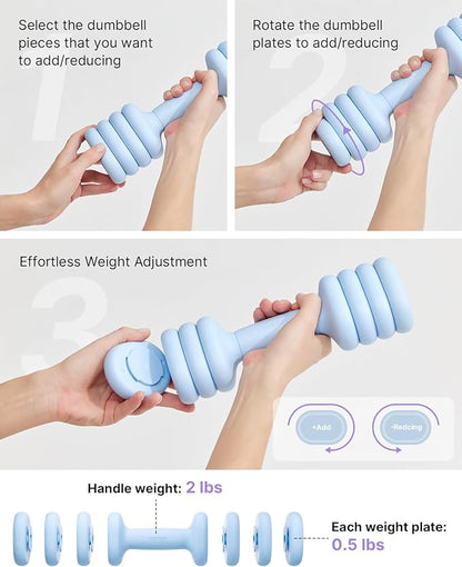 YOTTOY Adjustable Dumbbell Set of 2, 4-in-1 Hand Weights for Women at Home, Compact Free Weights