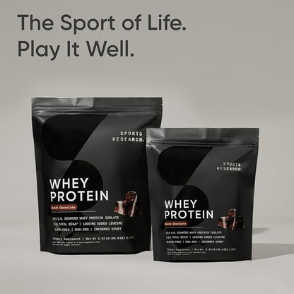 Sports Research Whey Protein Isolate - Sports Nutrition Protein Powder 25g per Scoop - 2lb Bag Whey