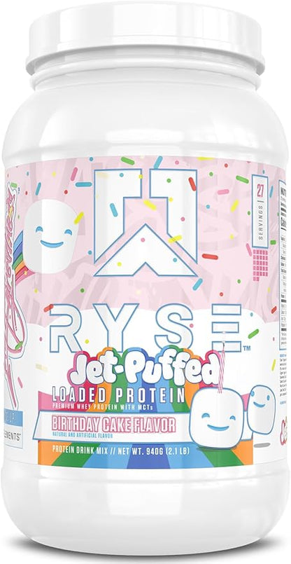 RYSE Loaded Protein Powder - Jet-Puffed Birthday Cake - 25g Whey Protein Isolate & Concentrate with