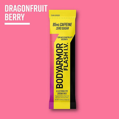 BODYARMOR Caffeinated Flash I.V. Electrolyte Packets - Dragonfruit Berry - Zero Sugar Energy Drink
