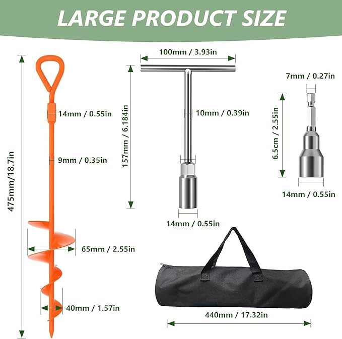 Phopich 18''/30" Long Ground Anchor, Heavy Duty Earth Anchors Ground Anchors Screw in Kit with