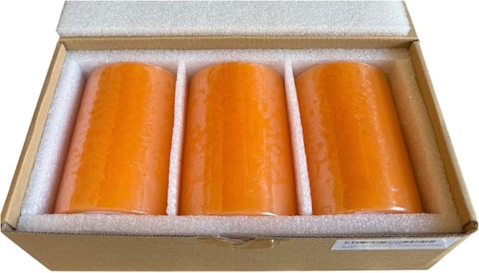 Mister Candle Dripless Unscented Orange Pillar Candles, Set of 3 Hand Poured Solid Color