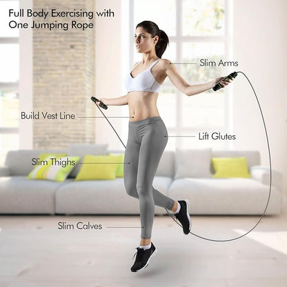 Jump Rope, Tangle-Free Rapid Speed Jumping Rope Cable with Ball Bearings for Women, Men, and Kids