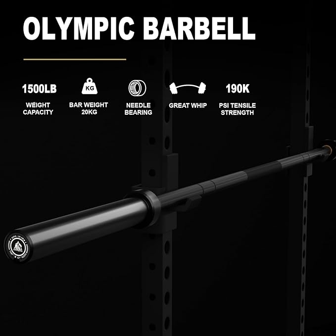 LIONSCOOL 7FT Olympic Barbell for Weightlifting, Power Lifting, 2 Inch Strength Training Bar for