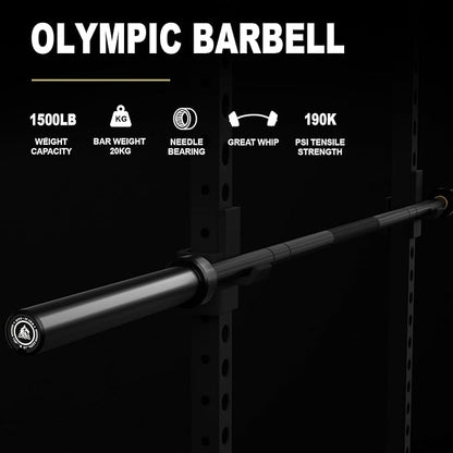 LIONSCOOL 7FT Olympic Barbell for Weightlifting, Power Lifting, 2 Inch Strength Training Bar for