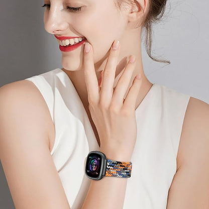 Fintie Magnetic Braided Stretchy Band Compatible with Fitbit Versa 4 3 / Sense 2 1, Soft Woven