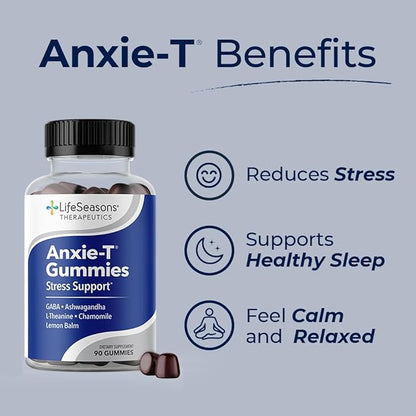 Anxie-T - Stress Relief Gummy - Vitamin Supplement for Mood & Mental Focus Support - Feel Calm and