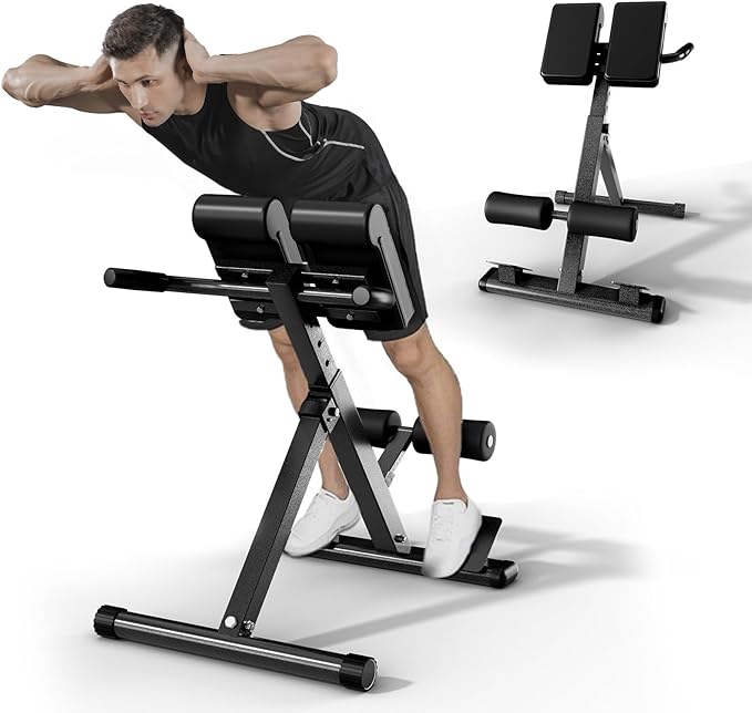 Roman Chair Hyperextension Bench – Adjustable Back Extension Machine for Glutes, Hamstrings & Lower
