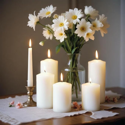 Dripless 3x4 3x6 3x8 Inch White Pillar Candles Unscented Long Lasting Large Cylinder Column Candles