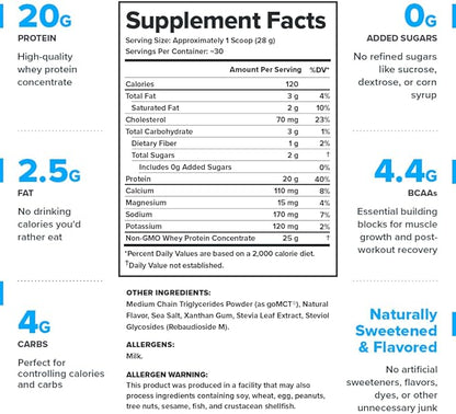 LEGION Whey Protein Powder - Naturally Flavored Whey Protein Concentrate with BCAAs - Supports