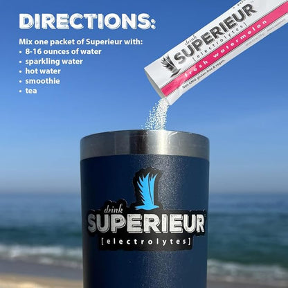 Superieur Electrolyte Powder Packets - Vegan Electrolyte Hydration Powder w/Sea Minerals - Keto