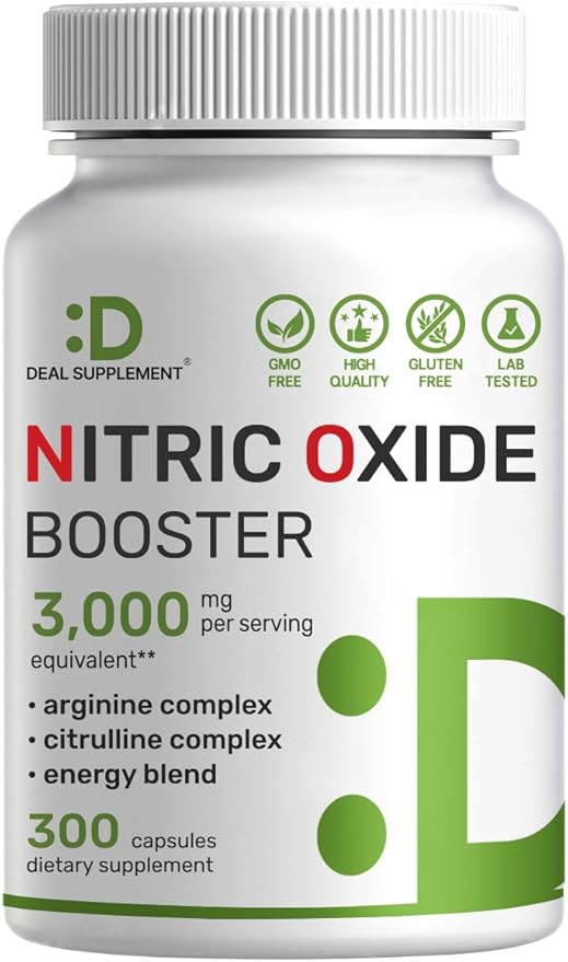 Nitric Oxide Booster 3,000mg Per Serving, 300 Capsules ??12 in 1 Nitric Oxide Supplement ??Arginine