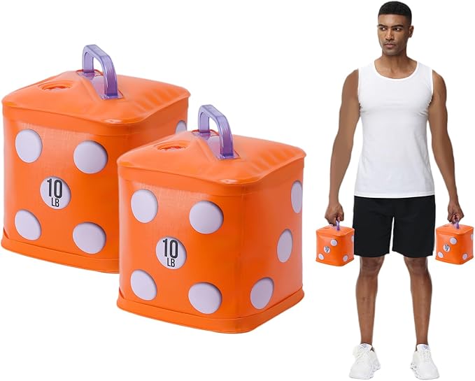 Travel Dumbbells, Water Filled Dumbbells Set, Fitness Exercise Dice 15/20 lbs, Portable Fitness