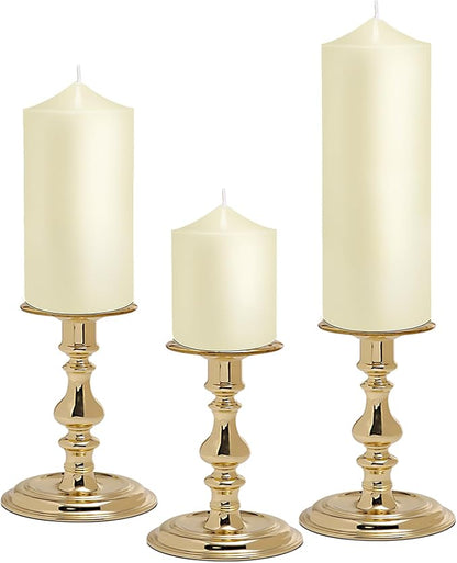 Pillar Candles 3 x 4, 6, and 8 inches, Large Handmade Candles Set of 3, Ivory Decorative Candles