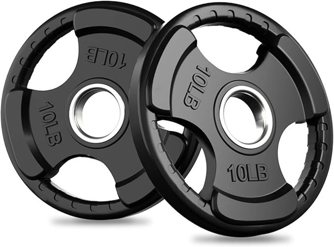 RitFit Olympic Rubber Grip Plates for Barbell, 2-Inch Weight Plates for Weightlifting and Strength