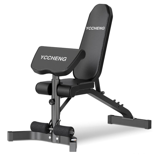 YCCHENG Adjustable Weight Bench with Barbell Rack Set for Home Gym