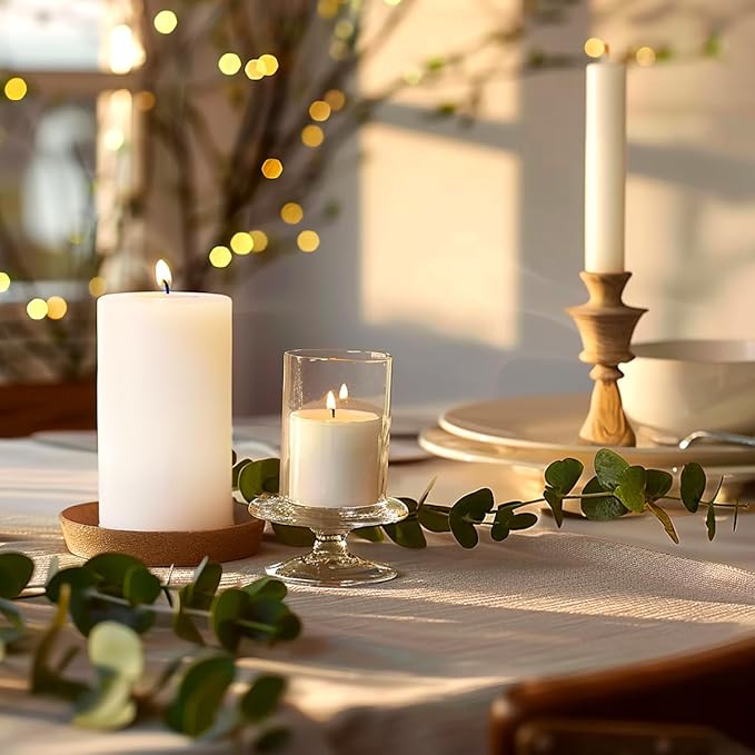 3 Packs Dripless 2.8x6 Inch White Pillar Candles, Unscented Large Wax Cylinder Column Candles for