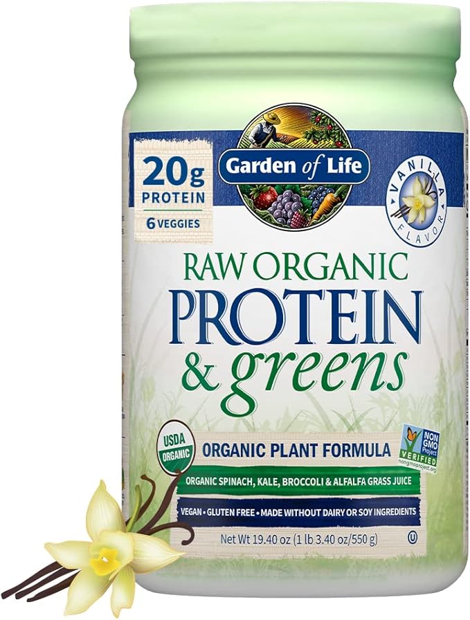 Garden of Life Raw Organic Protein & Greens Vanilla - Vegan Protein Powder for Women and Men, Plant