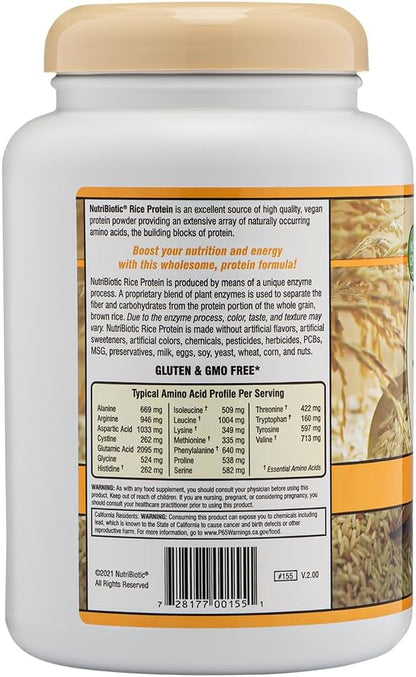 NutriBiotic ??Vanilla Rice Protein, 1 Lb 5 Oz (600g) | Low Carb, Keto-Friendly, Vegan, Raw Protein
