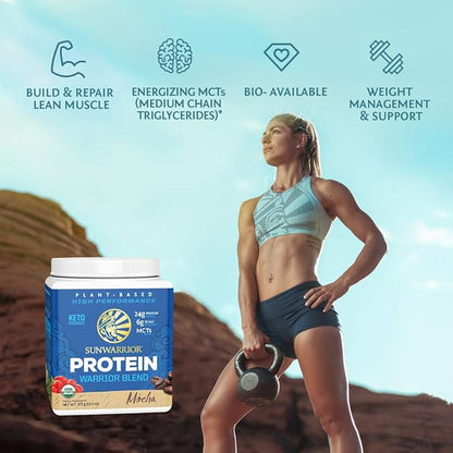Sunwarrior Organic Plant Based Protein Powder | Vegan Organic Protein Powder Mocha Flavored with
