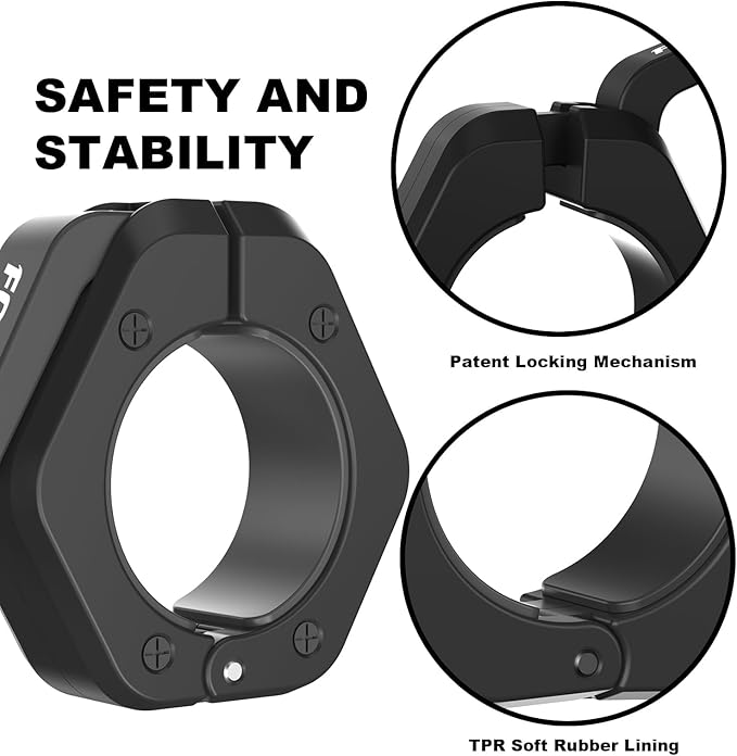 Barbell Clips (Pair), Barbell Clamps, Quick Release Olympic Barbell Clamps with Anti Slip TPR Grip