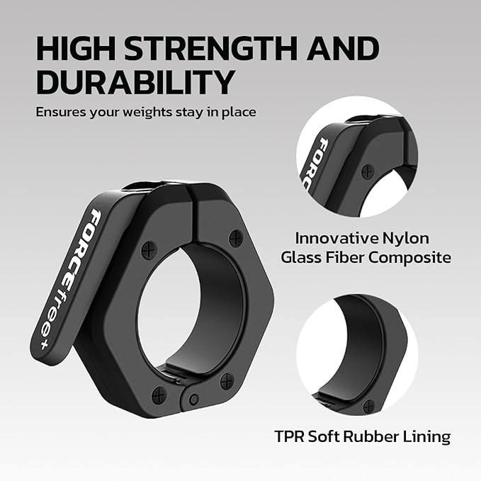 Barbell Clips (Pair), Barbell Clamps, Quick Release Olympic Barbell Clamps with Anti Slip TPR Grip