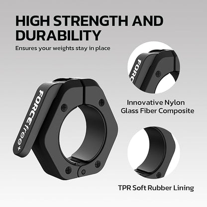 Barbell Clips (Pair), Barbell Clamps, Quick Release Olympic Barbell Clamps with Anti Slip TPR Grip