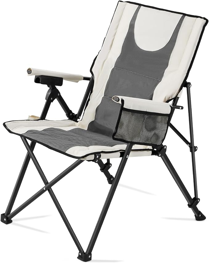 VEVOR Heated Camping Chair, 3 Heat Settings, High Back Folding Camping Chair, Supports 260lbs, Full