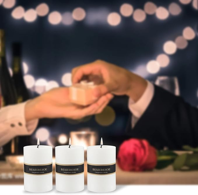 3×4 White Pillar Candles Set of 3 Unscented Handpoured Weddings, Home Decoration, Restaurants, Spa
