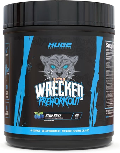 Wrecked Pre Workout Powder, Advanced Formula, Boosts Energy, Focus, Pumps & Performance, 10g