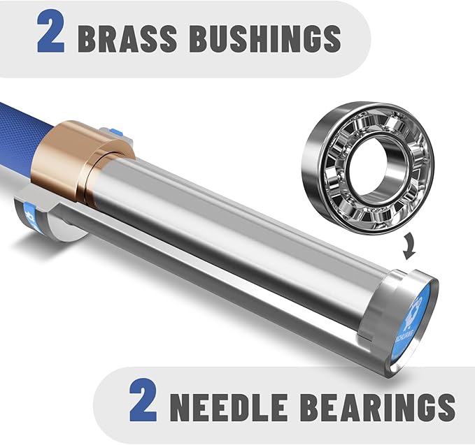 7ft Olympic Barbell, Weightlifting Barbell 28mm 45lb - 500/700/1000lbs Capacity with Smooth
