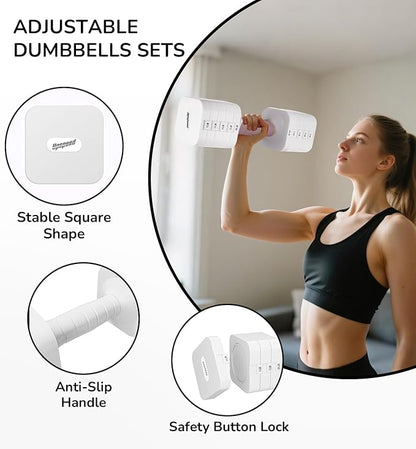 Adjustable Dumbbell Set for Women Men 16LB 20LB Hand Weights Dumbbells Sets Woman Exercise Fitness