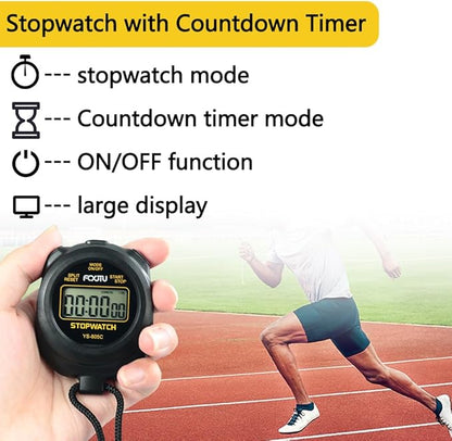 FCXJTU Simple Stopwatch Timer, Single Lap Stopwatch Countdown Timer, No Hourly Beep, On/Off, AAA
