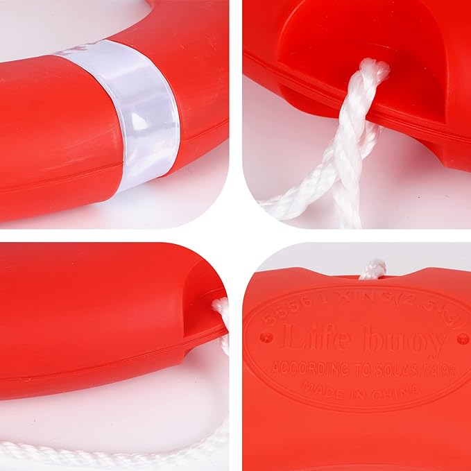 28/23 Inch Boat Safety Throw Ring Set, 98.4FT Floating Lifesaving Rope, 2.5/1.5 KG International