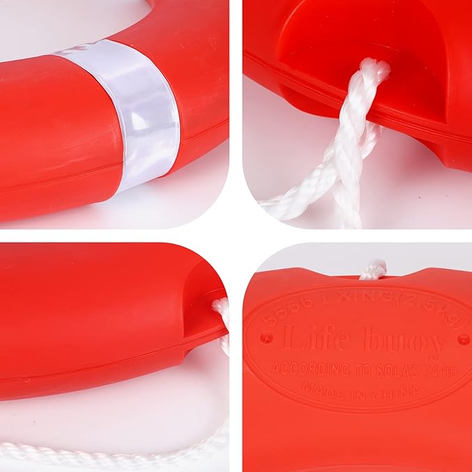 28/23 Inch Boat Safety Throw Ring Set, 98.4FT Floating Lifesaving Rope, 2.5/1.5 KG International