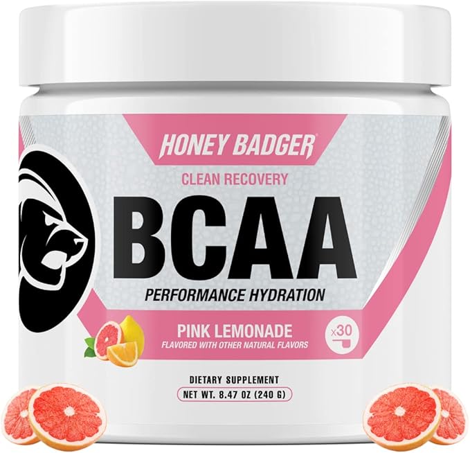 Honey Badger BCAA + EAA Amino Acids Powder, BCAAs + L-Glutamine, Keto, Vegan, Sugar Free for Men &