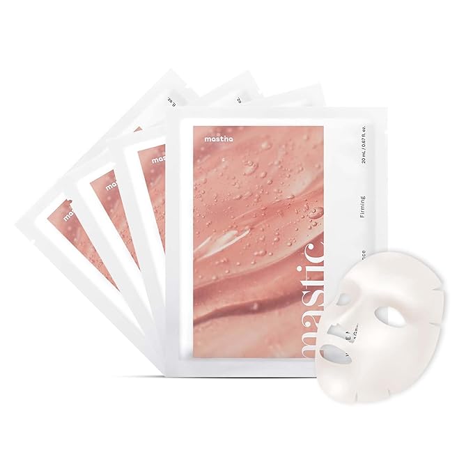 MASTINA White Mastic Face Mask (Collagen Volume, 4 pc) Premium Korean Skin Care for Elasticity &