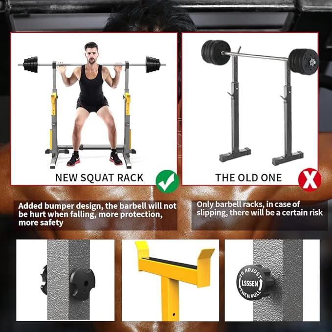 K KiNGKANG Adjustable Squat Rack,Multi-Function Barbell Rack for Weight Lifting and Home Gym