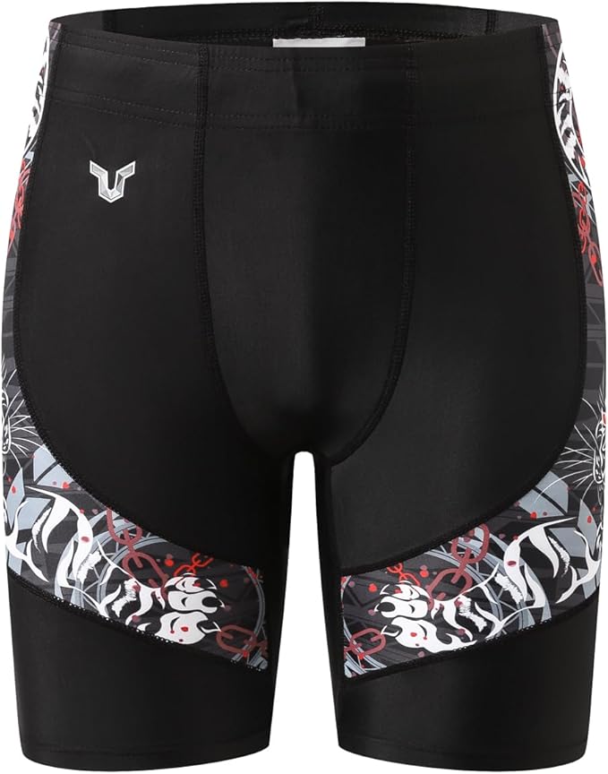 HUGE SPORTS Men's Rash Guard Swim Shorts Compression Swimming Jammer Cool Dry Active Swimsuit
